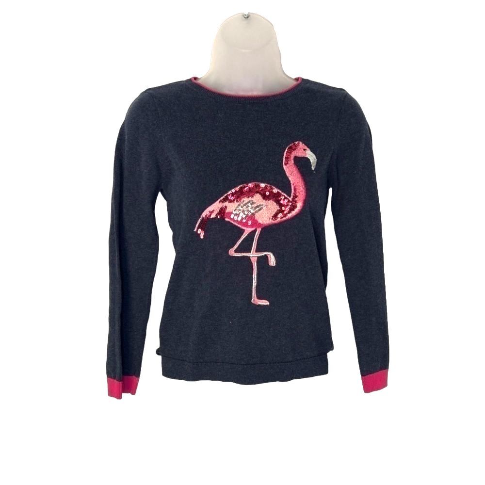 Joules Meryl Flamingo Knit Sweater navy and pink